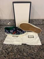 Men's Size 10.5 Gucci GG Web Tennis 1977 Blue Ink in Box  SPB-JB 349231
