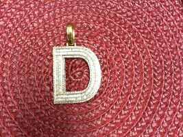 Letter D Pendant w Baguette Diamonds - YG - 2" x 1 1/4" - 10K - PPSKN