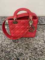 Christian Dior Lambskin Cannage Small Lucky Badges My Lady Dior Red SPBJB 349667