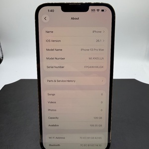Apple iPhone 13 Pro Max 128GB Unlocked Part Replaced SPB-MS 349738 