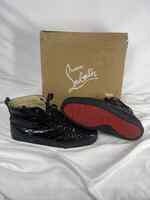 Men's Size 10 Christian Louboutin Louis Flat Python Crystal Black SPB-JB 350612