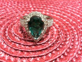 Lab Emerald & Diamond Ring - WG - Sz 7 - 14K - PPSKN