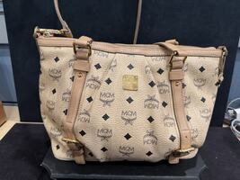  MCM Visetos Beige Leather 2 Way Shoulder Bag SPB JDW-350975