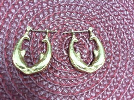 Large Dolphin Earrings -  YG - 1 1/2" x 1" - 14K - PPSKN