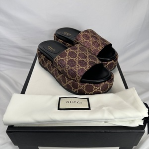  Gucci Heritage GG Lame Sandal 630878 Size 8.5 SPB-MS 351087