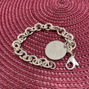 Tiffany & Co Sterling Silver Rolo Chain Disc Tag 7 1/2" Bracelet - PPSKN