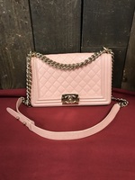 Chanel Boy Bag Quilted Calfskin Medium Pink/Nude w/ Gold Hardware PPSJKI 351246
