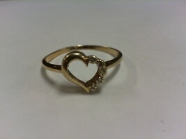 Heart & Diamond Ring - YG - Sz 8 - 10K - PPSKN