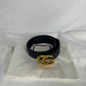 Gucci GG Marmont Wide Belt Navy Blue Size 75/30 SPB-MS 352225
