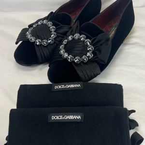 Dolce & Gabanna Baroque Crystal Ribbon Velvet Loafer Shoes Vaticano US10.5