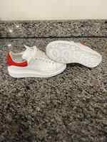 Women's Size 7 Alexander McQueen White and Red Oversized Sneakers SPB-JB 352955