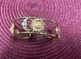 Sun and Moon  - Cuff Bracelet - 14K Yellow Gold - PPSKN
