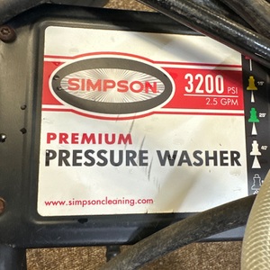 Simpson 3300 PSI 2.5GPM Washer MS61101 SPB-MS ID: 353282