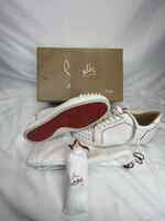 Women's Size 9 Christian Louboutin Spiked Vieira White SPB-JB 354414