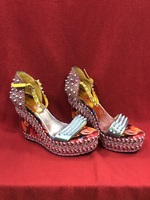 Christian Louboutin Multicolor Madmonica Spike Wedge Sandals SZ 38 PPSJKI 355687