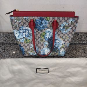 Gucci Beige/Blue/Red GG Supreme Coated Canvas and Leather Blooms Tote SPB 356718