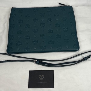 MCM Klara Monogram Crossbody Pouch - Forest Green 