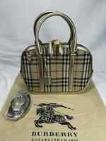 Burberry Horseferry Check Canvas Leather Small Orchard Bowling Bag SPB-TS 358665